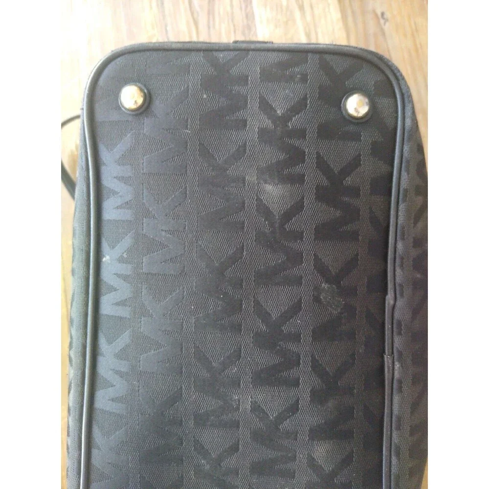 Michael Kors Black LogoDesigner Tote Leather Straps Gold Hardware Slouch Soho